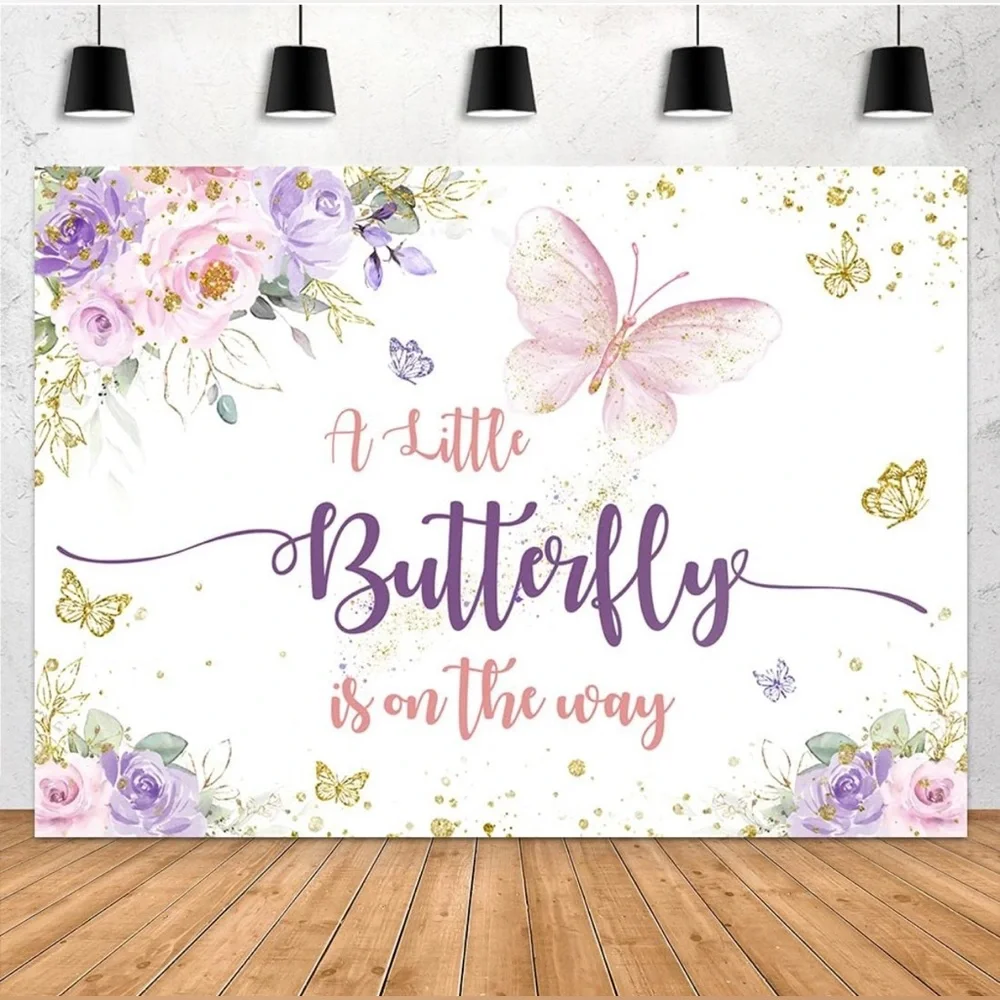 Butterfly Baby Shower Backdrop “A Little Butterfly is on The Way”